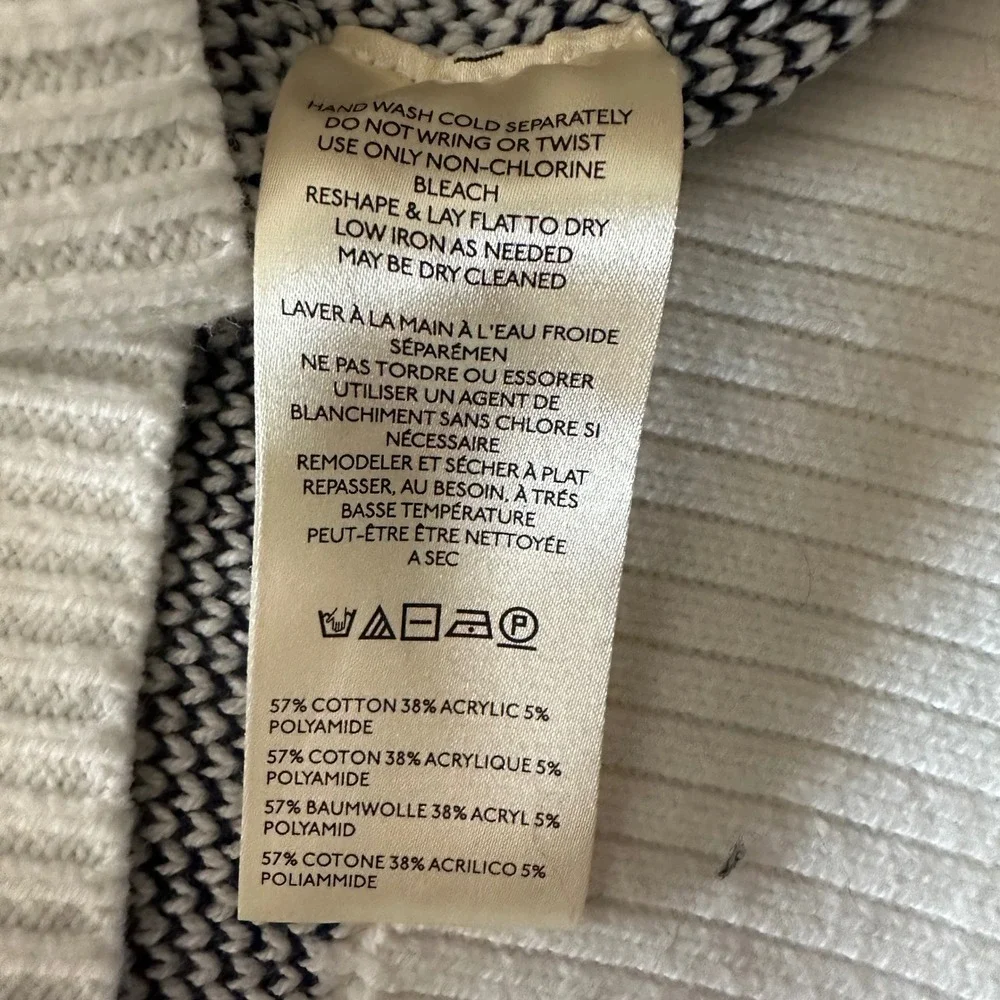 Free People Easy Street Patterned Crop Pullover White Navy Heart Knit Sweater S